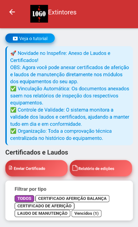 Certificados de Aferição, Laudos de Manutenção e ART de sistemas